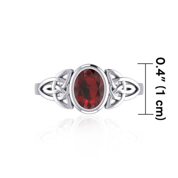 Silver Celtic Ring with Large Oval Gemstone TRI1910 - Jewelry